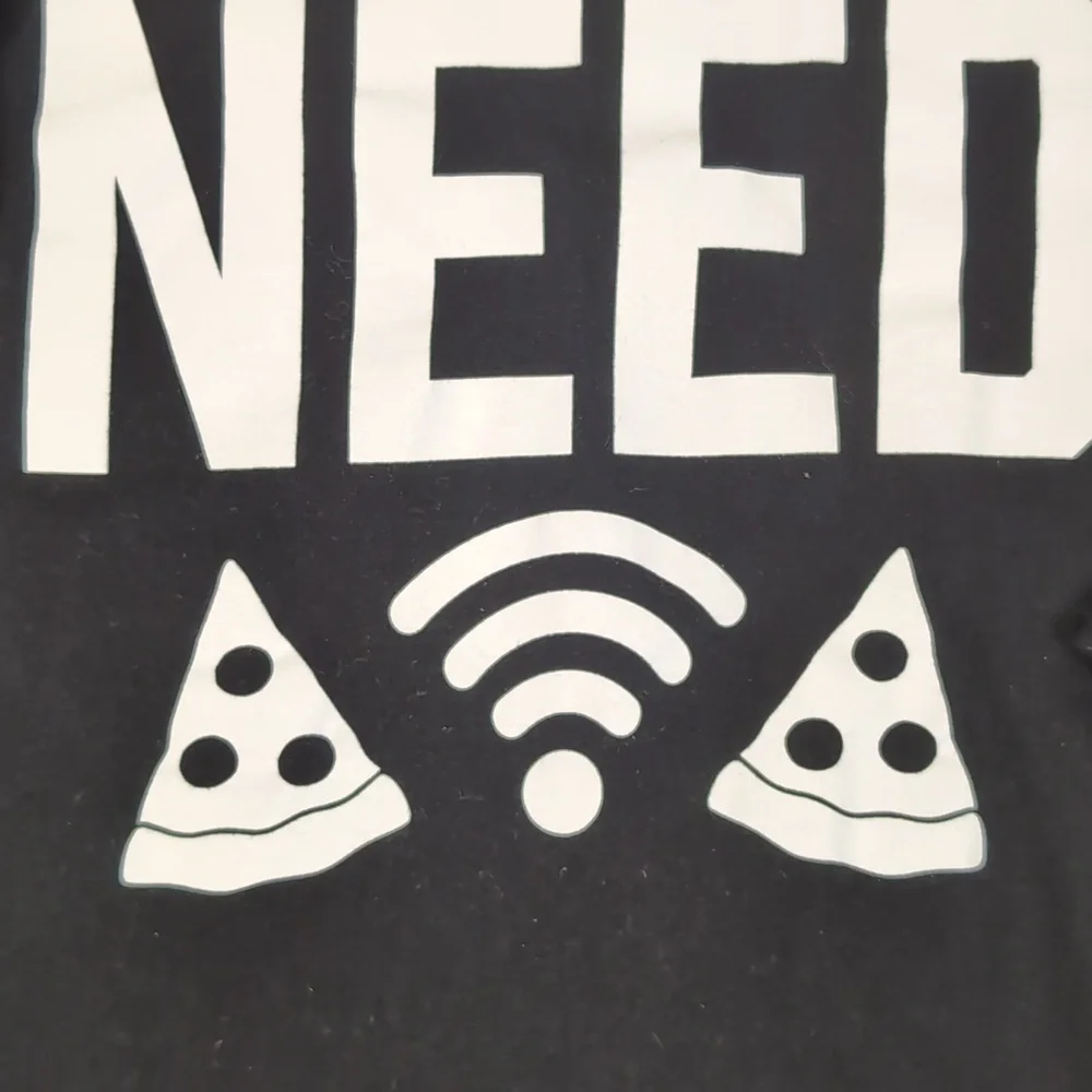 Childrens Place Long Sleeve Crew Neck Tshirt Pizza Wifi Funny Top Boys L 10 12